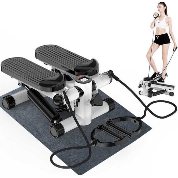 Sunny Health & Fitness Mini Steppers for Exercise at Home, Stair Step Workout Machine with Resistance Bands, Full Body Cardio Equipment, Optional Smart Stepper with SunnyFit App Connection