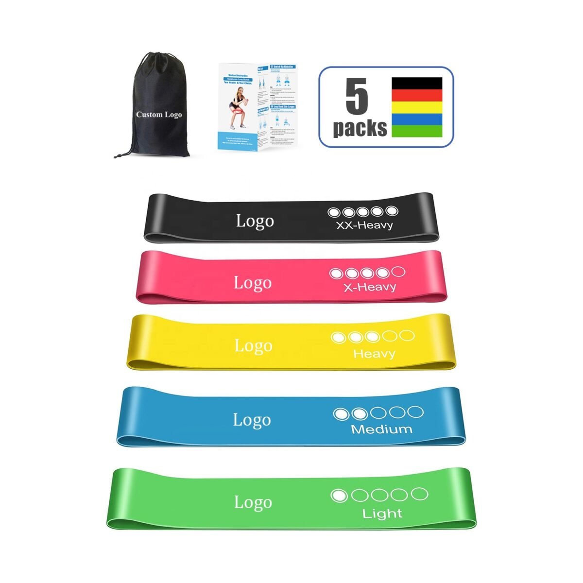 Custom Logo Exercise Bands Set Of 5 Latex Loop Resistance Hip Elastic Fitness Band - Image 7