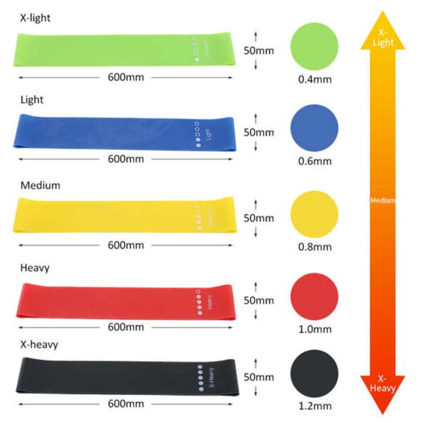 Resistance Loop Exercise Bands with Instruction Guide and Carry Bag, Set of 5