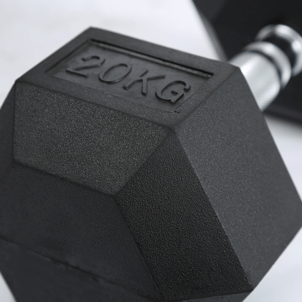 Rubber Encased Exercise & Fitness Hex Dumbbell, Single, Hand Weight For Strength Training