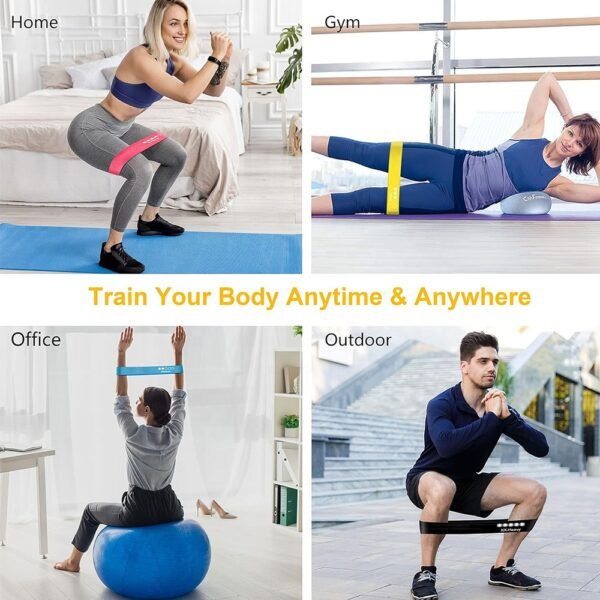 Resistance Loop Exercise Bands with Instruction Guide and Carry Bag, Set of 5