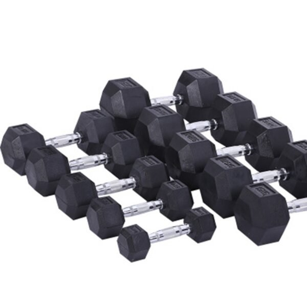 Rubber Encased Exercise & Fitness Hex Dumbbell, Single, Hand Weight For Strength Training