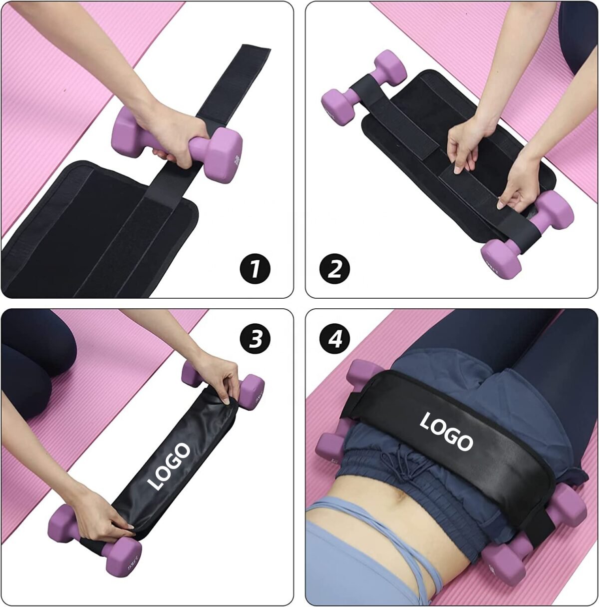 Exercise Hip Thrust Belt - Glute Trainer for Home Workouts with Extra Padding - Fully Adjustable Hip Thrust Belt for Dumbbells - Booty Builder, Glute Workout Equipment