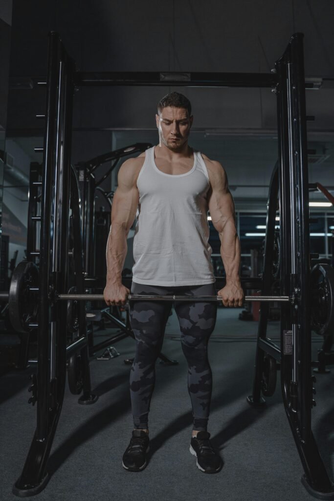 A Man Holding a Barbell