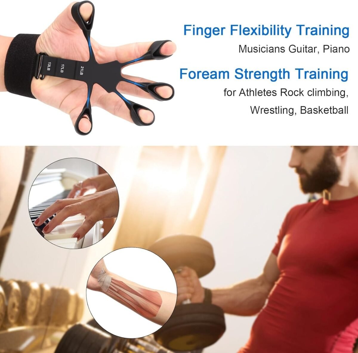 Adjustable Grip Strength Trainer with Finger Exerciser, 6 Resistance Levels - Image 5