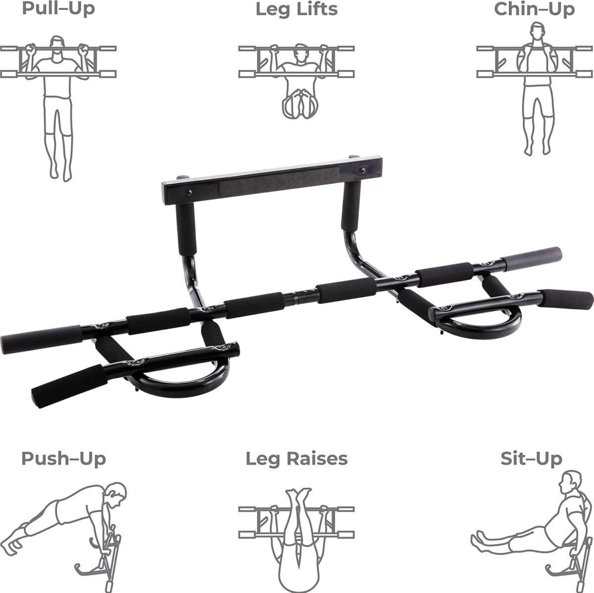 8-Grip and 12-Grip Door Frame Pull-Up Bar for Versatile Workouts - Supports 300 Pounds - Image 4