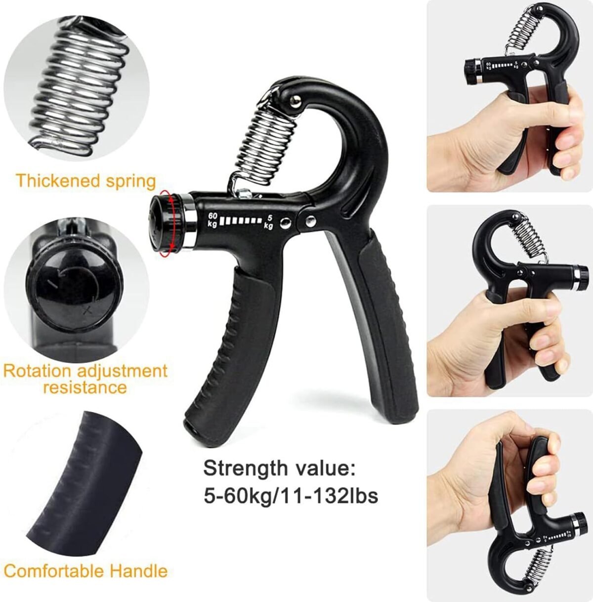 Adjustable Hand Grip Strengthener Kit with Counter, 5-Pack Set - Image 3