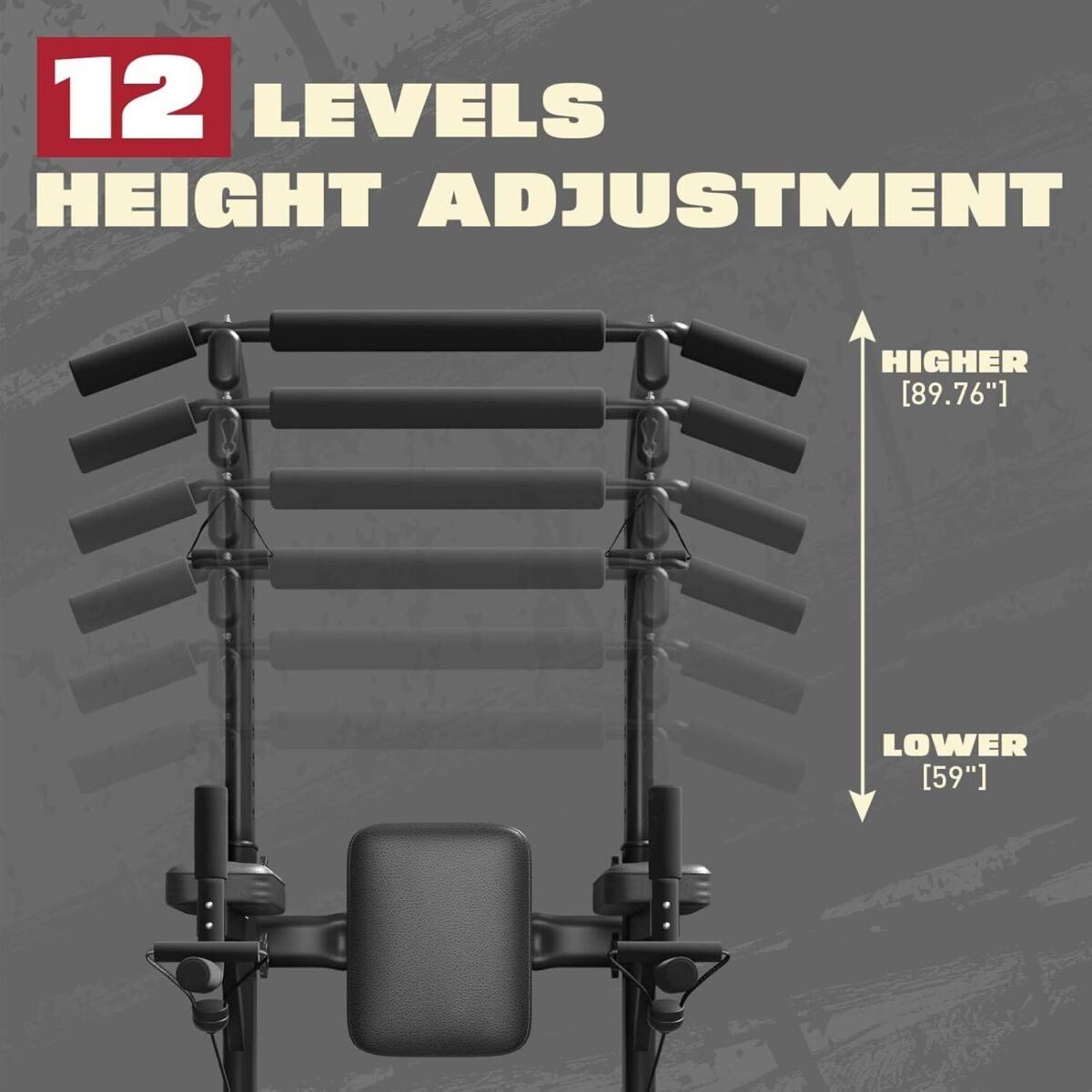 Adjustable Height Power Tower | Home Gym Pull-Up Bar with Backrest - Image 3