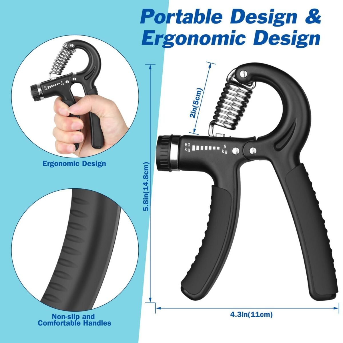 Adjustable Hand Grip Strengthener with Counter, 11-132 lbs Resistance - Image 5