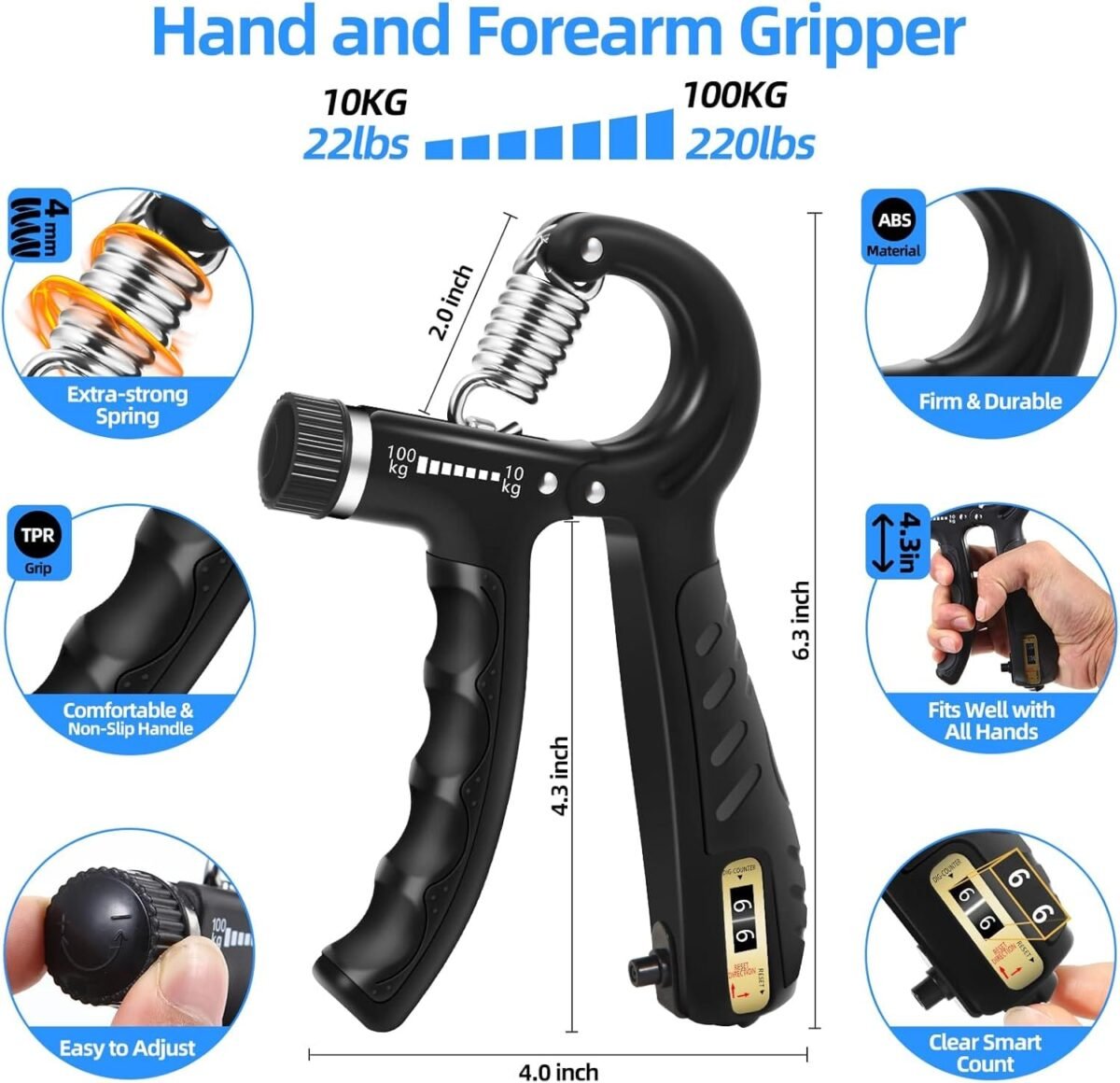 Adjustable Hand Grip Strengthener for Muscle Building and Therapy, 10-130lbs - Image 7