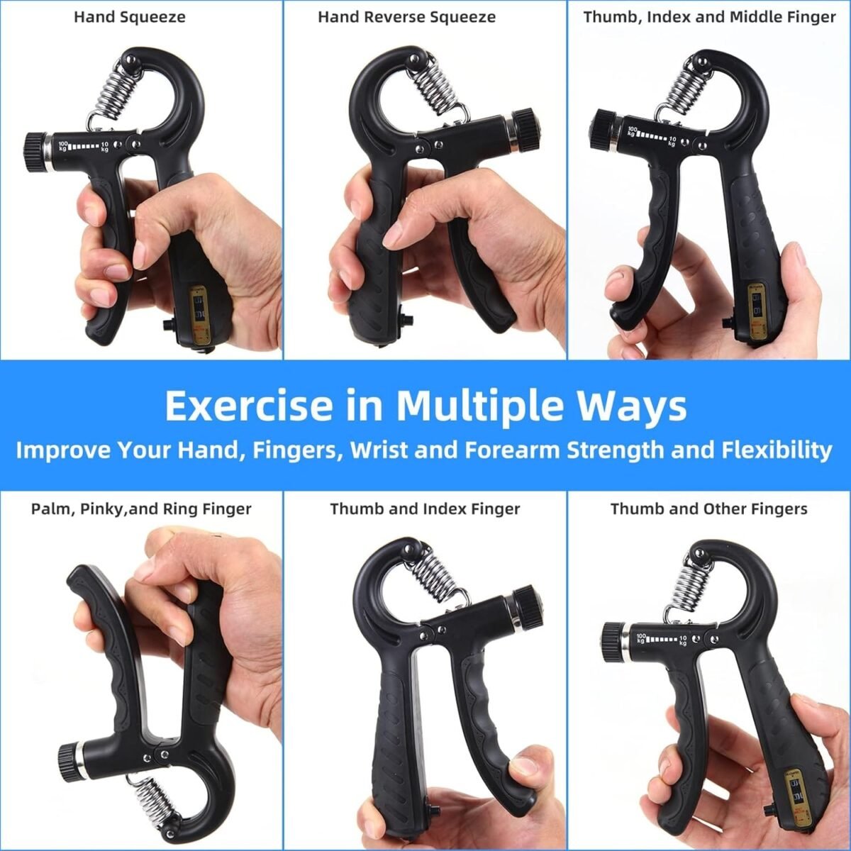 Adjustable Hand Grip Strengthener for Muscle Building and Therapy, 10-130lbs - Image 3