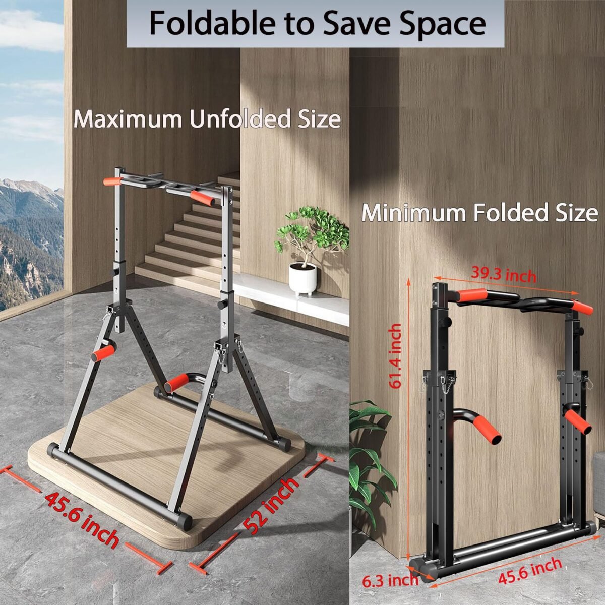 Foldable Power Tower Pull Up Bar Station for Home Gym - Image 2