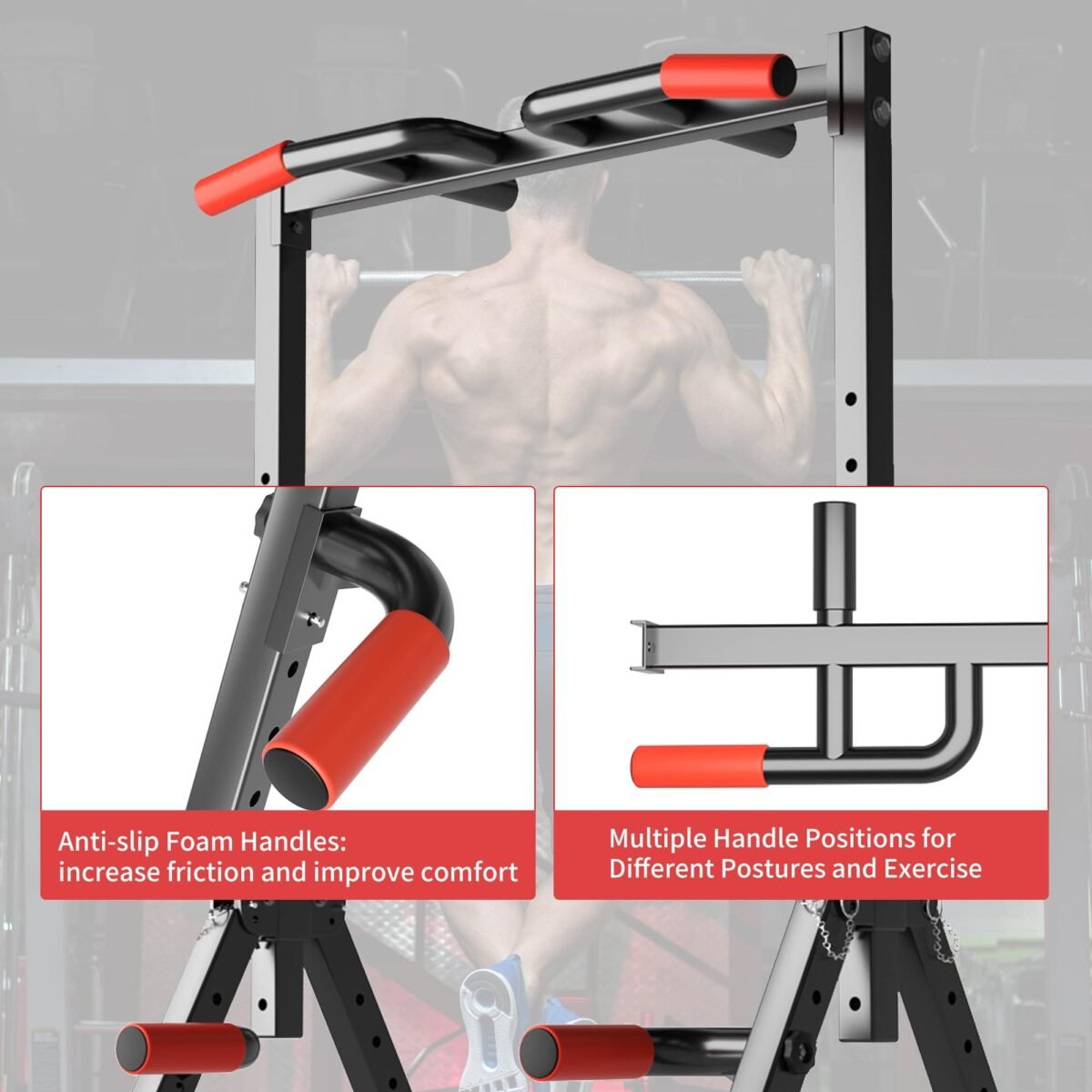 Foldable Power Tower Pull Up Bar Station for Home Gym - Image 5