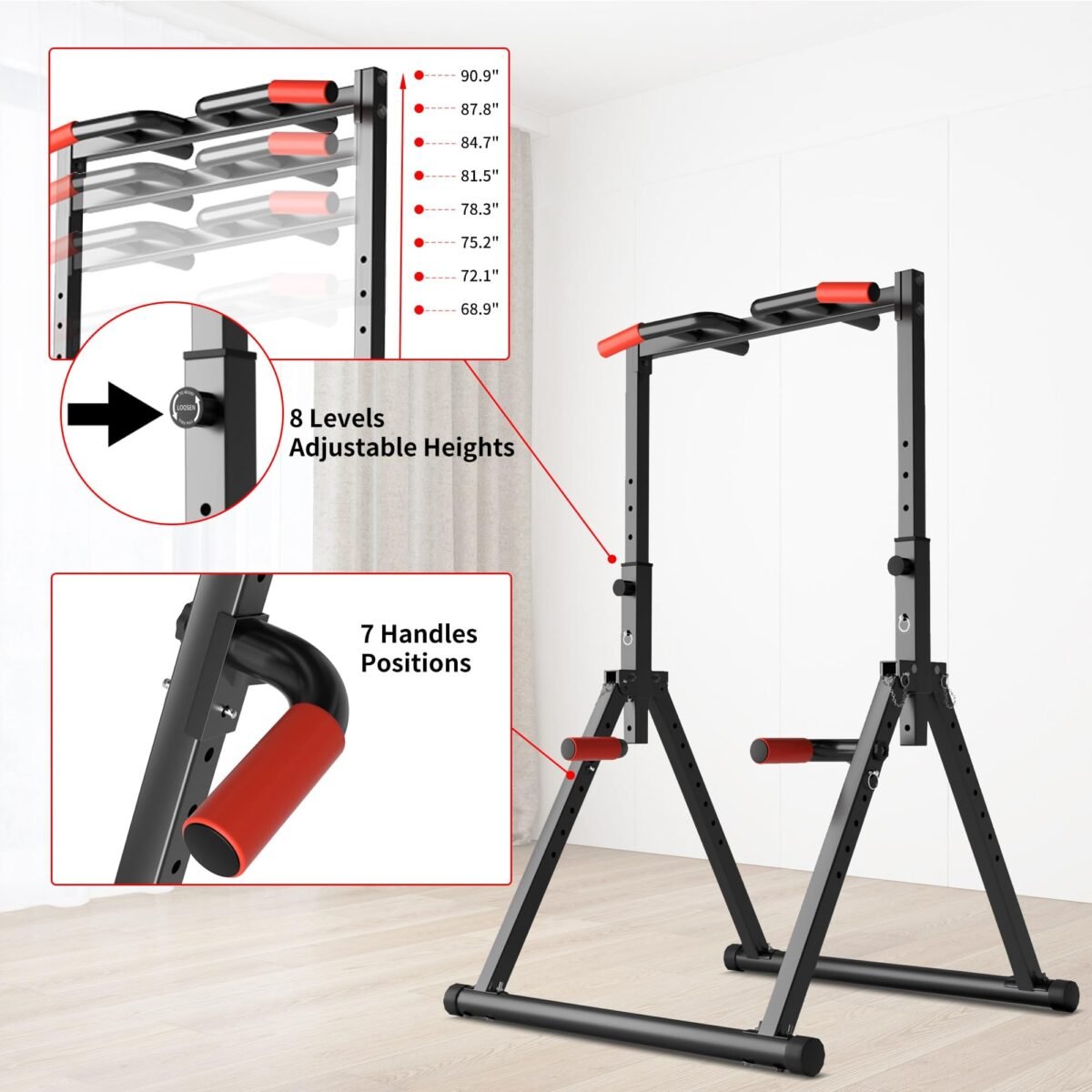 Foldable Power Tower Pull Up Bar Station for Home Gym - Image 4