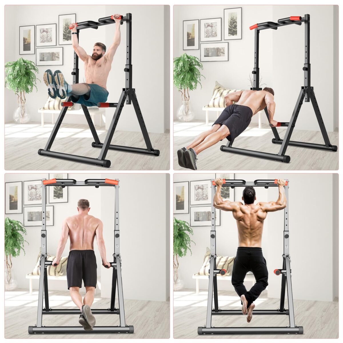 Foldable Power Tower Pull Up Bar Station for Home Gym - Image 3