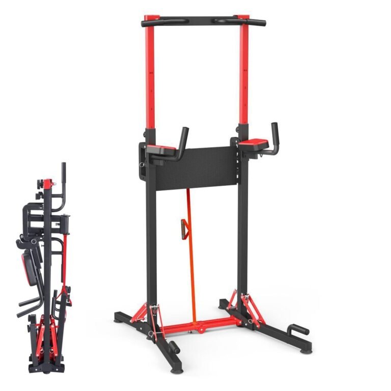 Foldable Power Tower Pull Up Bar Station with Multi-Function Adjustable Height