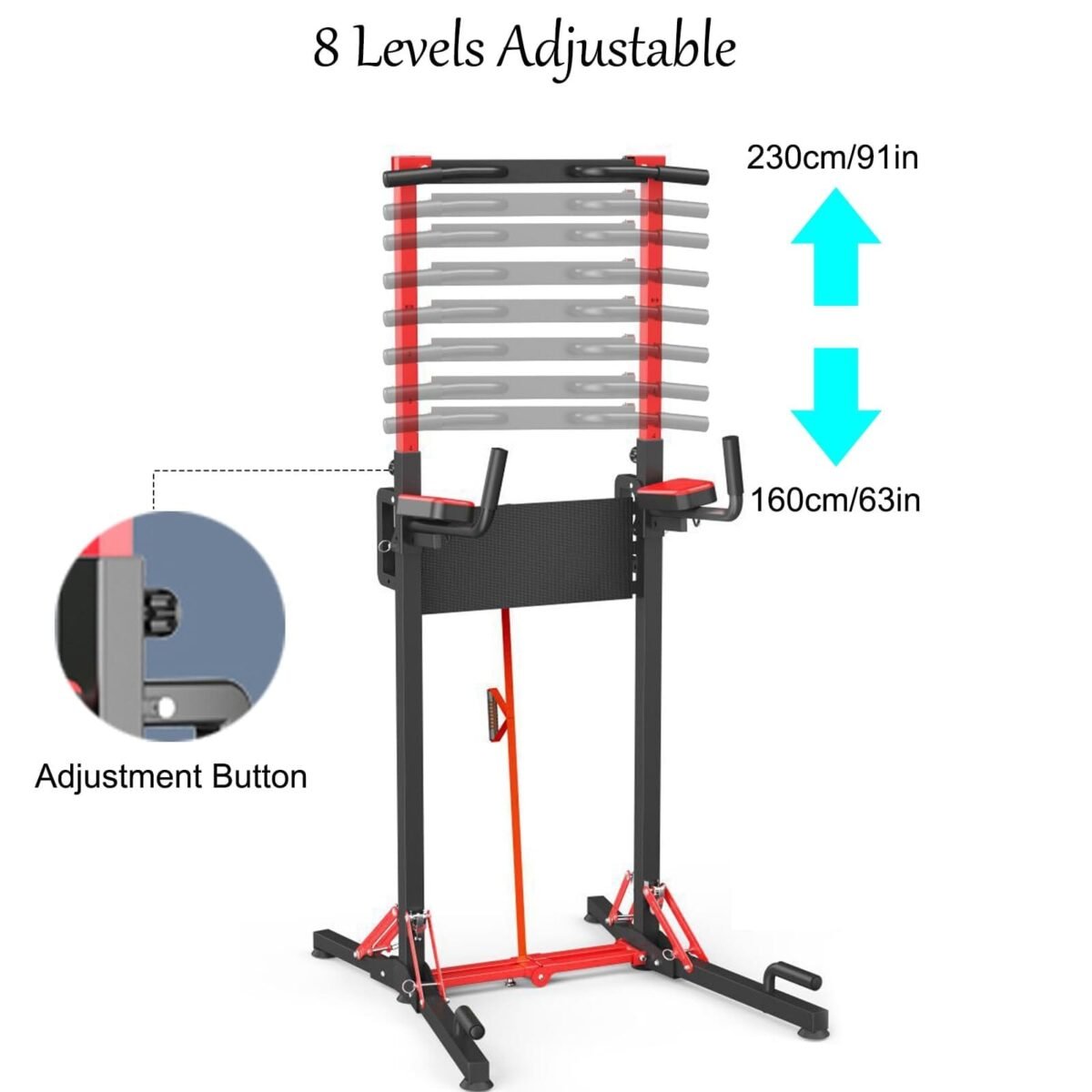 Foldable Power Tower Pull Up Bar Station with Multi-Function Adjustable Height - Image 7