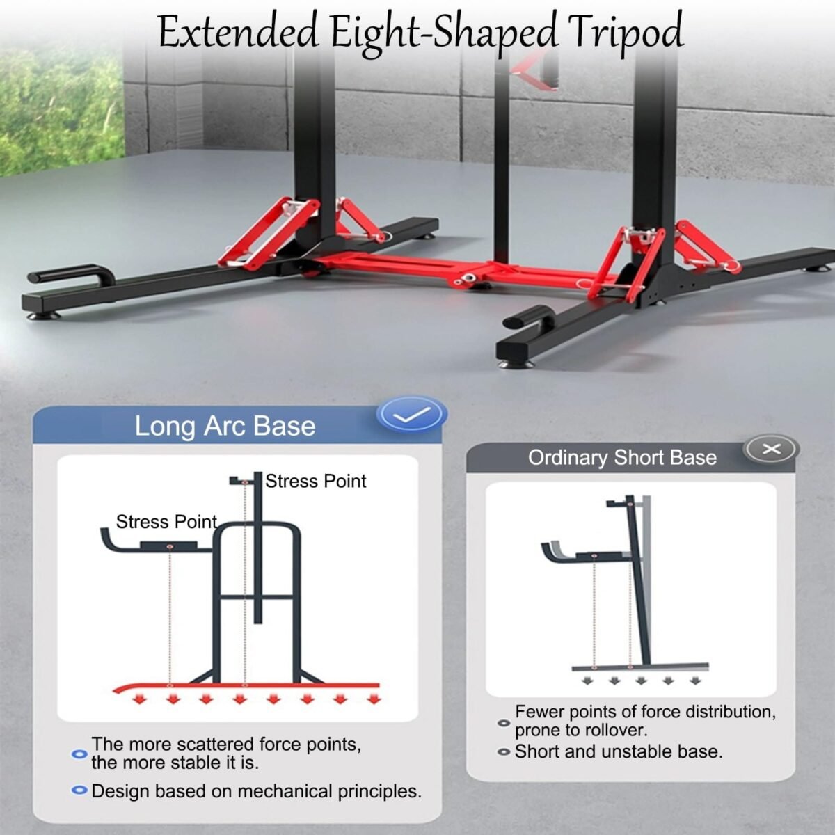 Foldable Power Tower Pull Up Bar Station with Multi-Function Adjustable Height - Image 3