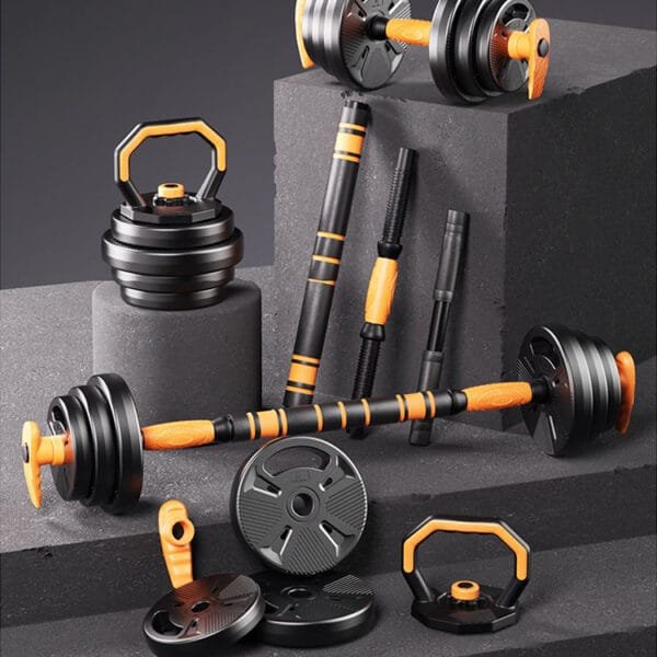 5-in-1 Adjustable Dumbbell Set with Barbell, Kettlebell, Push-Up Stands