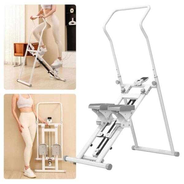 Adjustable Height Vertical Climber with LCD Monitor for Home Use